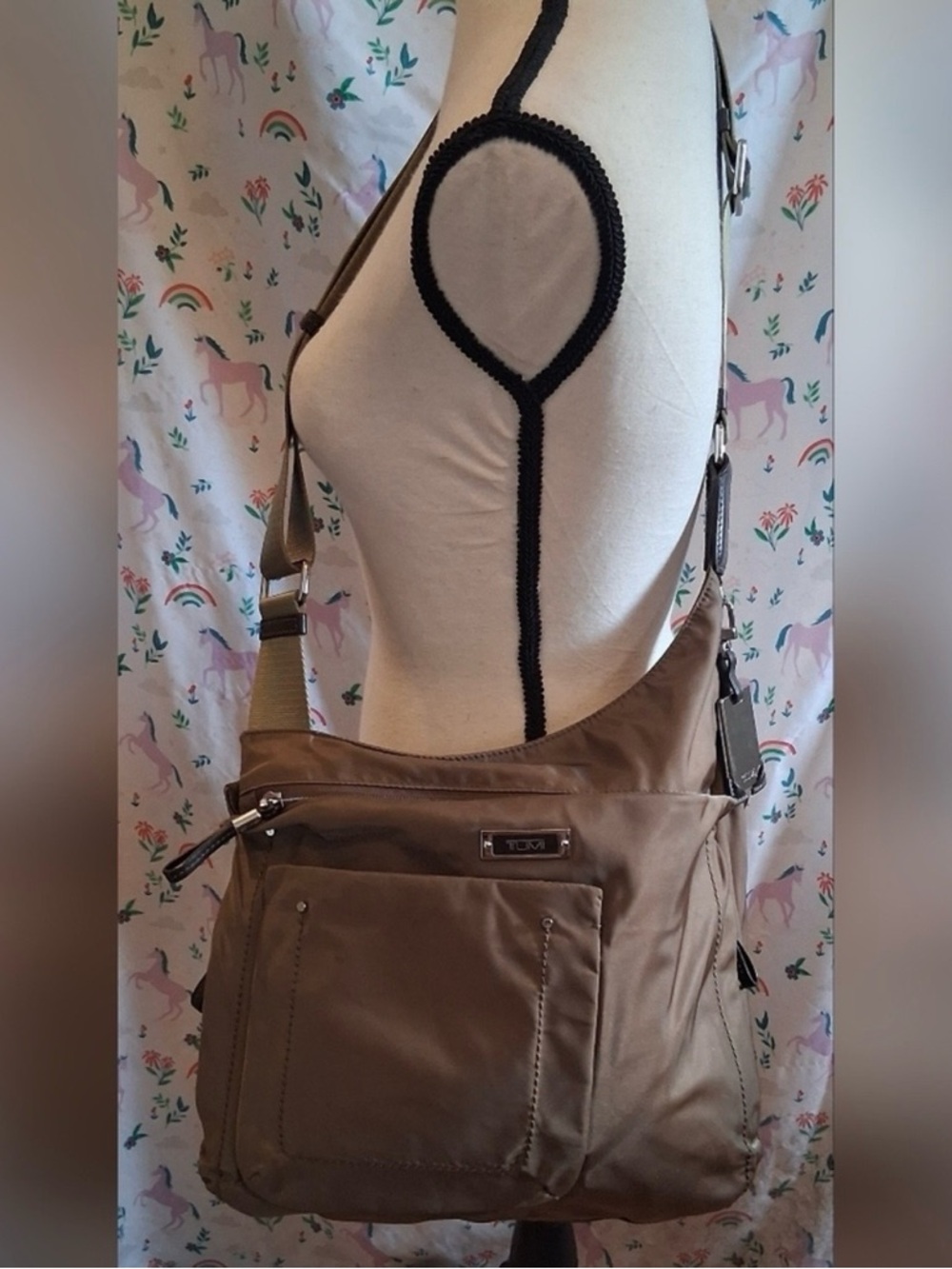 Tumi Olive Brown Crossbody Tote